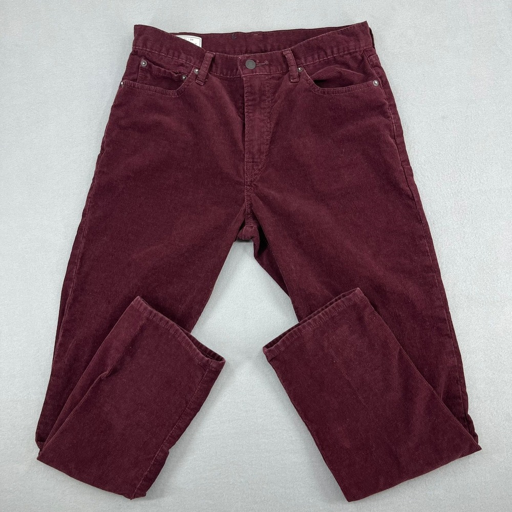 Gap Mens Straight Fit Corduroy Pants Burgundy Maroon 31x30